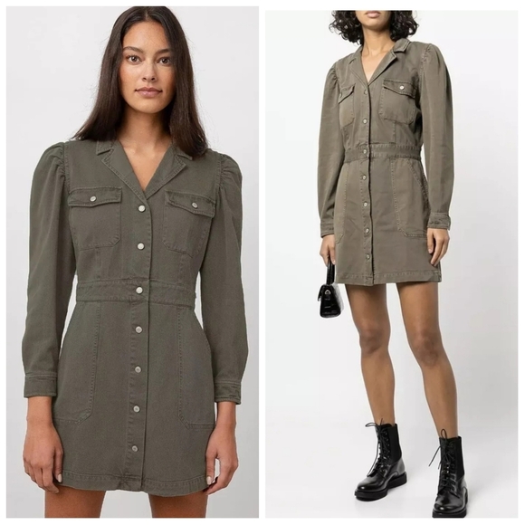 NWT Rails Lisette Button Up Mini Shirt Dress in Moss Green Medium - Picture 2 of 10